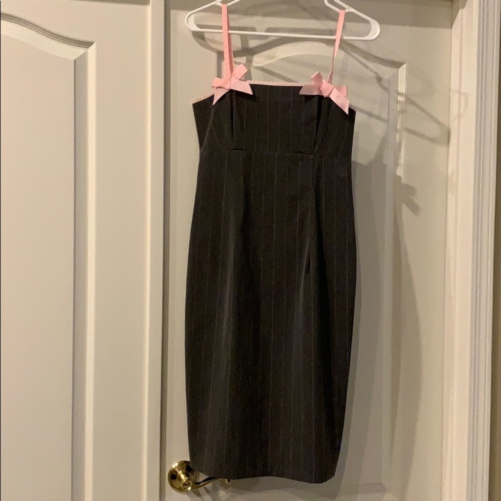 Grey and pink pinstripe dress